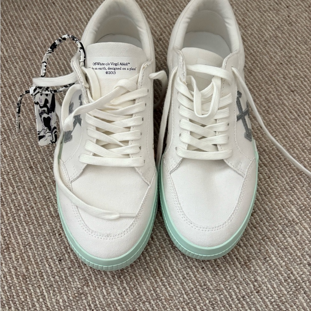 Off white Virgil Abloh white and mint sneakers